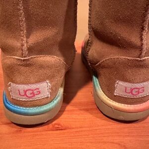 UGG Kids Tan Boots with Colorful Sole